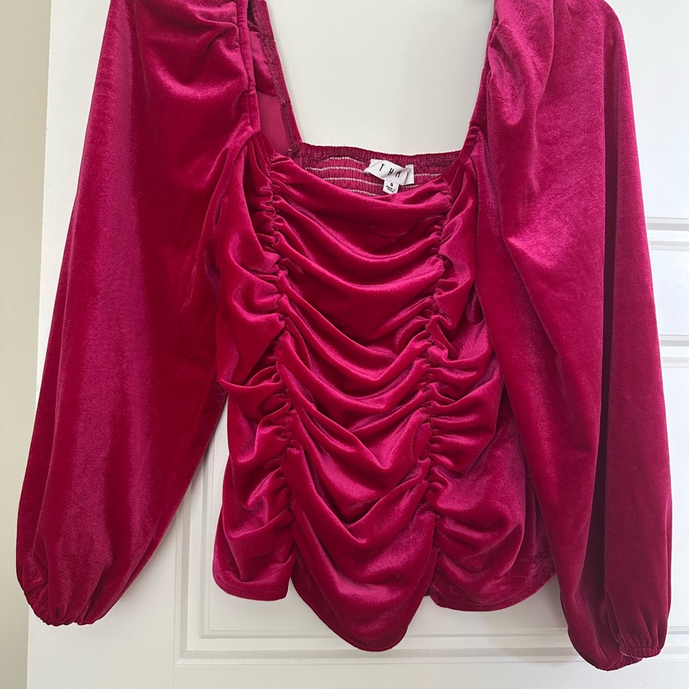 THML Pink Long Sleeve Ruched Blouse